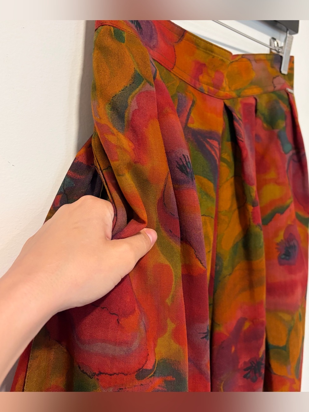 Vintage 90s Geiger Wide Leg Floral Wool Culottes Gaucho Pants - Picture 8 of 11
